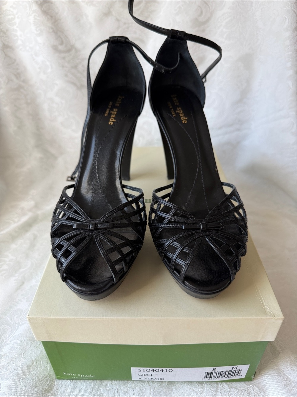 kate spade Black Strappy Open-Toe Ankle Strap Heels